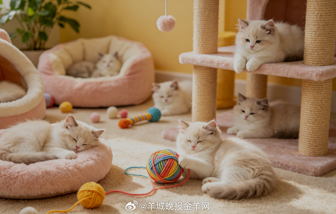 #晚安# 依偎在猫猫乐园里，软乎乎的小毛球蹭着掌心，温柔又治愈。卸下一天的疲惫，
