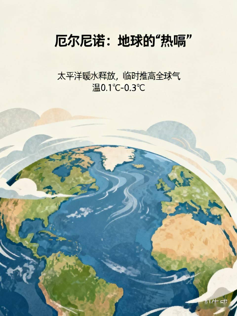 厄尔尼诺对全球气温的影响有多大？

你可以把厄尔尼诺想象成地球打了个“热嗝”。它