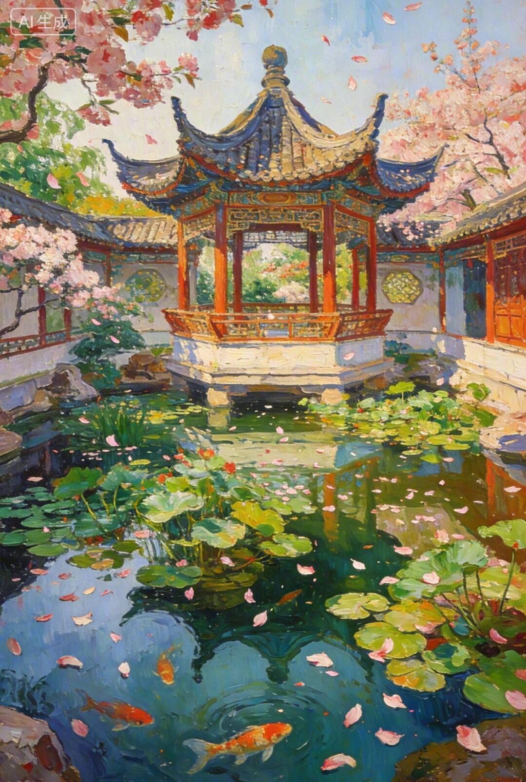 油画风格｜柳絮池塘春入梦 