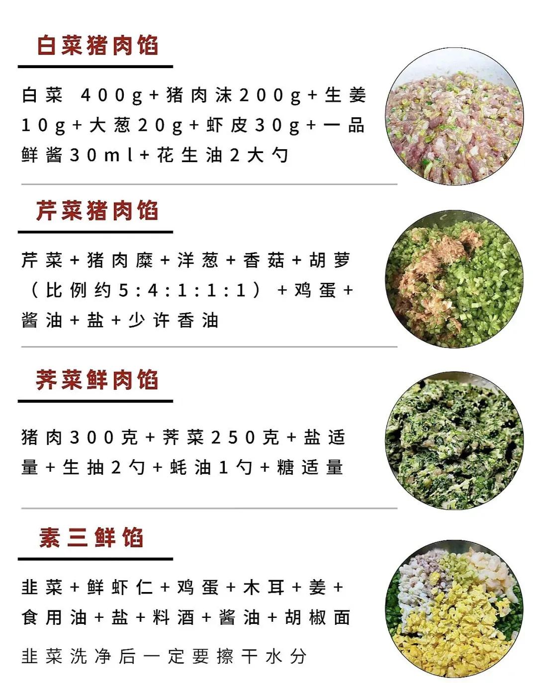 二十道神仙水饺吃法,过节再也不用只吃汤饺了～
📝家常饺子馅调制秘诀

✅肉的肥