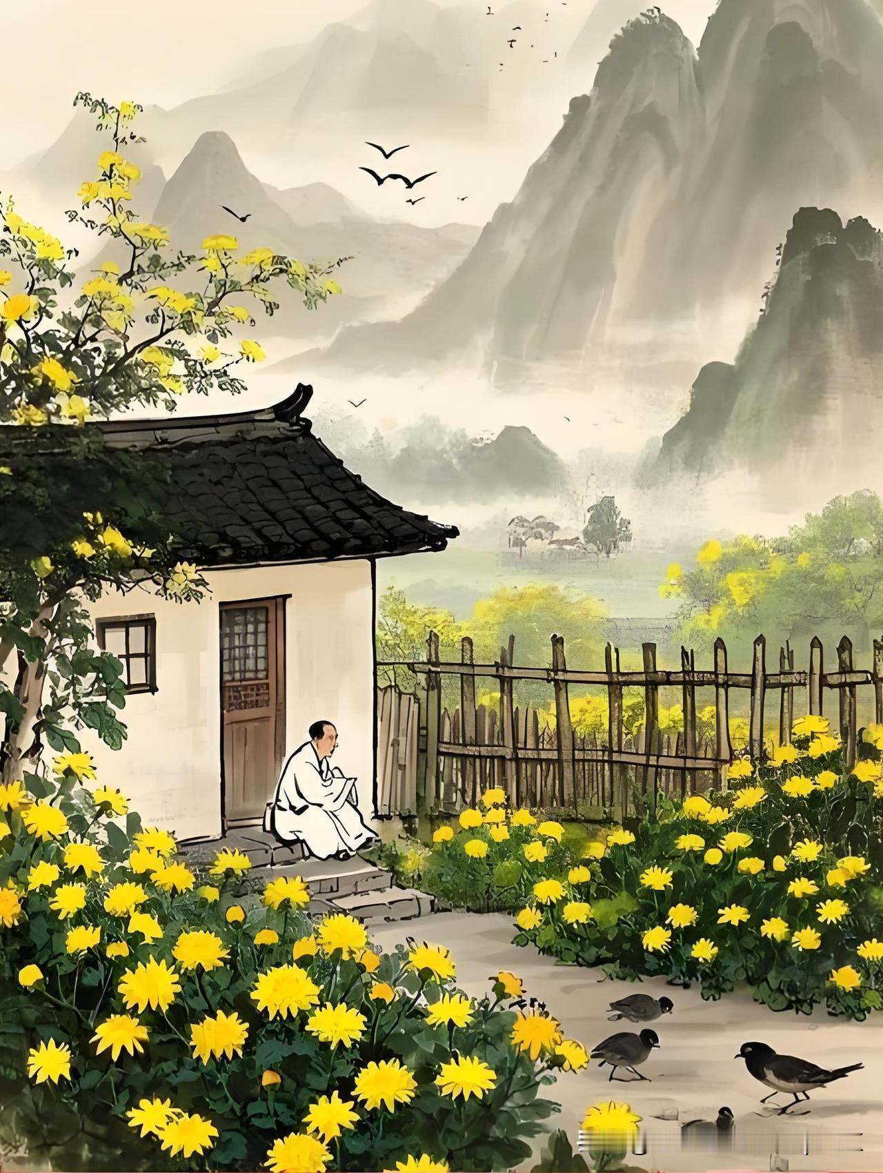 《万绿山居》
——清·姚承绪
太守归来赋小园，
宝岩湾口老邱樊。
餐光饮渌浑闲事