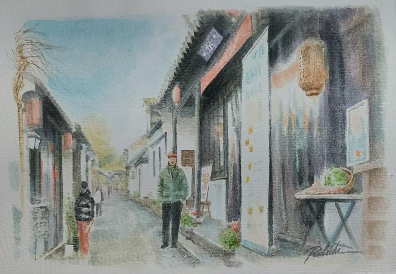 认识卢立季老师已多年，前几日，他来苏州玩，曾登门与一怪聊了聊天，并有心画了一幅“
