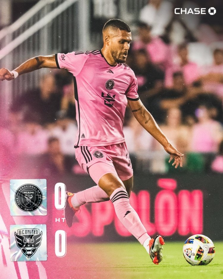 半场比赛，迈阿密国际0比0华盛顿联队！雨战！刚开始的雨好大！没有先丢球很欣慰，但