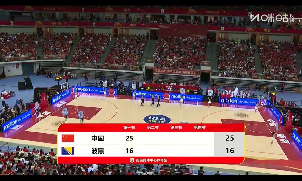 波黑男篮没有预想那么好，“五高阵容”打成站桩，中国队开局25：16很顺利

篮球