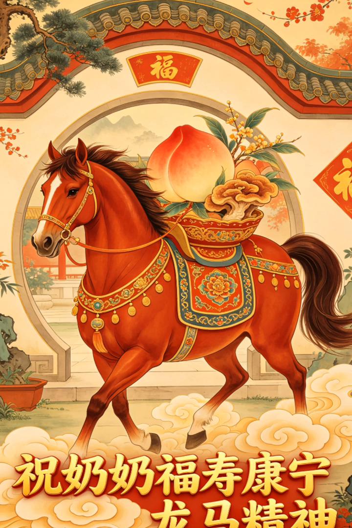 祝奶奶福寿康宁，龙马精神。