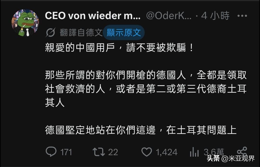 德国网友已经帮中国说话了，说那些IP在德国故意造谣抹黑中国的网友，不一定是真实的