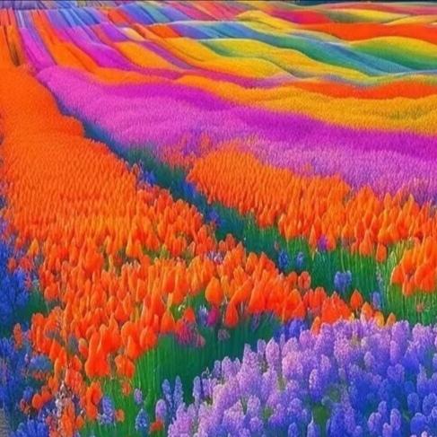 赏花观景：紫色花海
彩虹花田，
花海如锦绣；
色彩斑斓，
绚丽光彩耀；
紫气东来