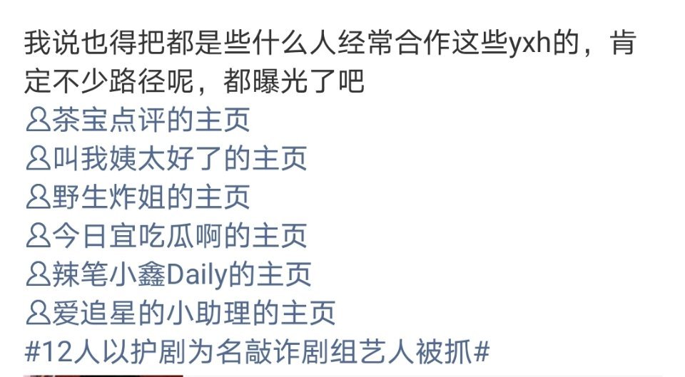 12人以护剧为名敲诈剧组艺人被抓12人就有这六个吧，看看他们平时都夸谁都黑谁都知