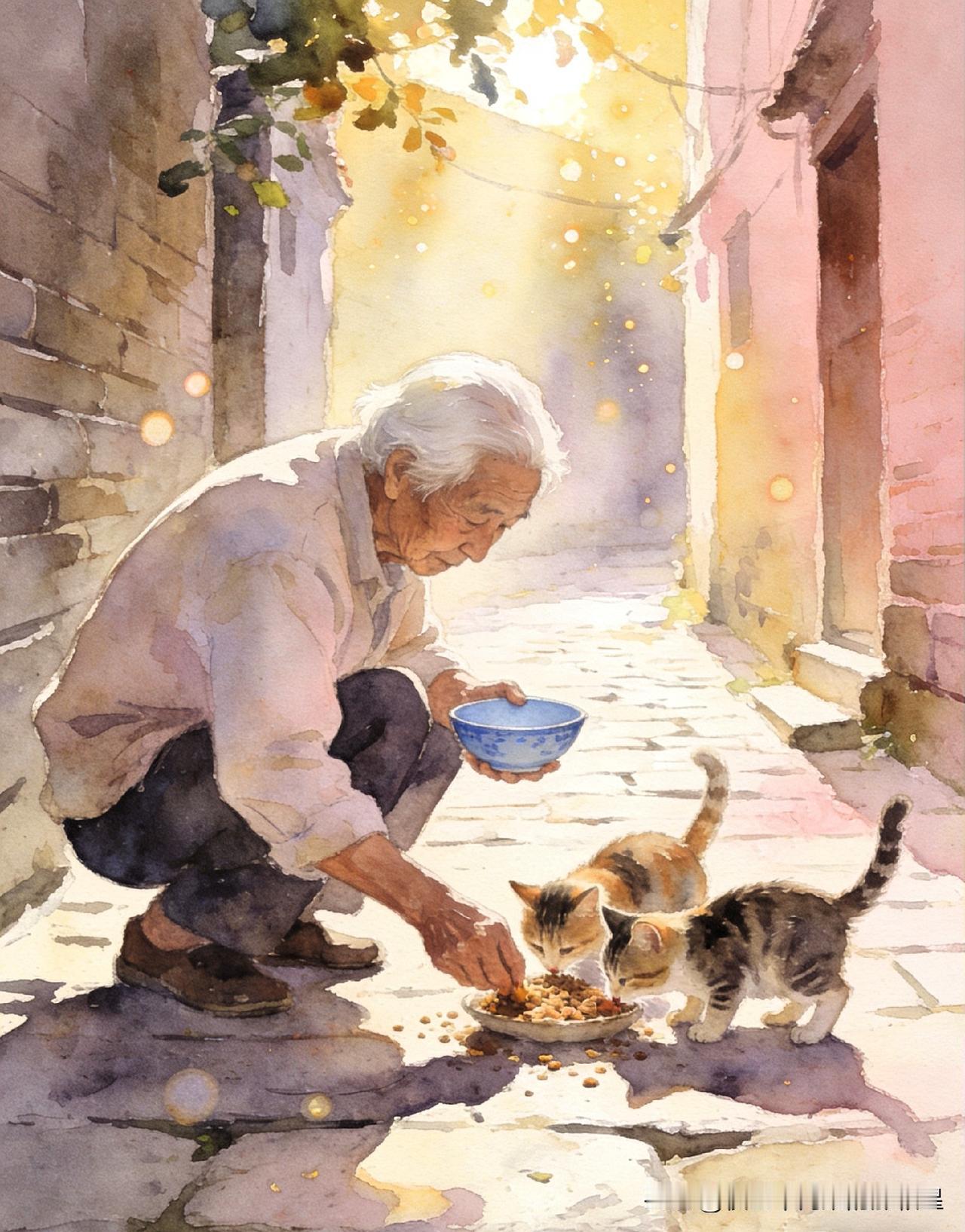 善良到底有没有“福报”?

我始终相信善良自带回响。
就像巷子里喂猫的老人，她或