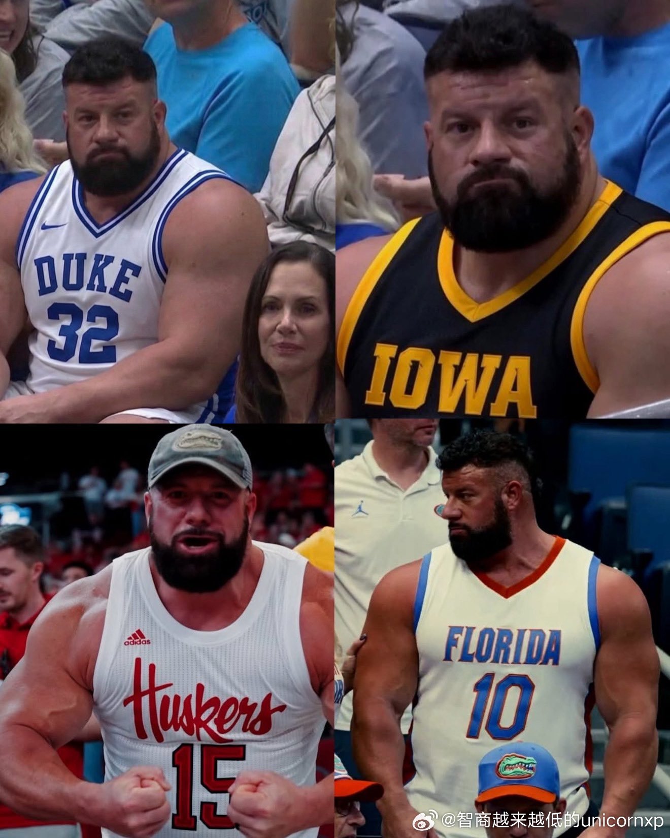 今年的疯三锦标赛，这位兄弟火出了圈，穿啥啥淘汰，当然部分照片疑似AI成图NCAA