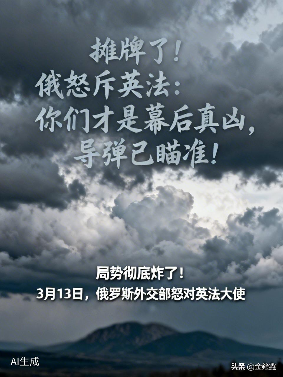 摊牌了！俄怒斥英法：你们才是幕后真凶，导弹已瞄准！

局势彻底炸了！美国都不敢做