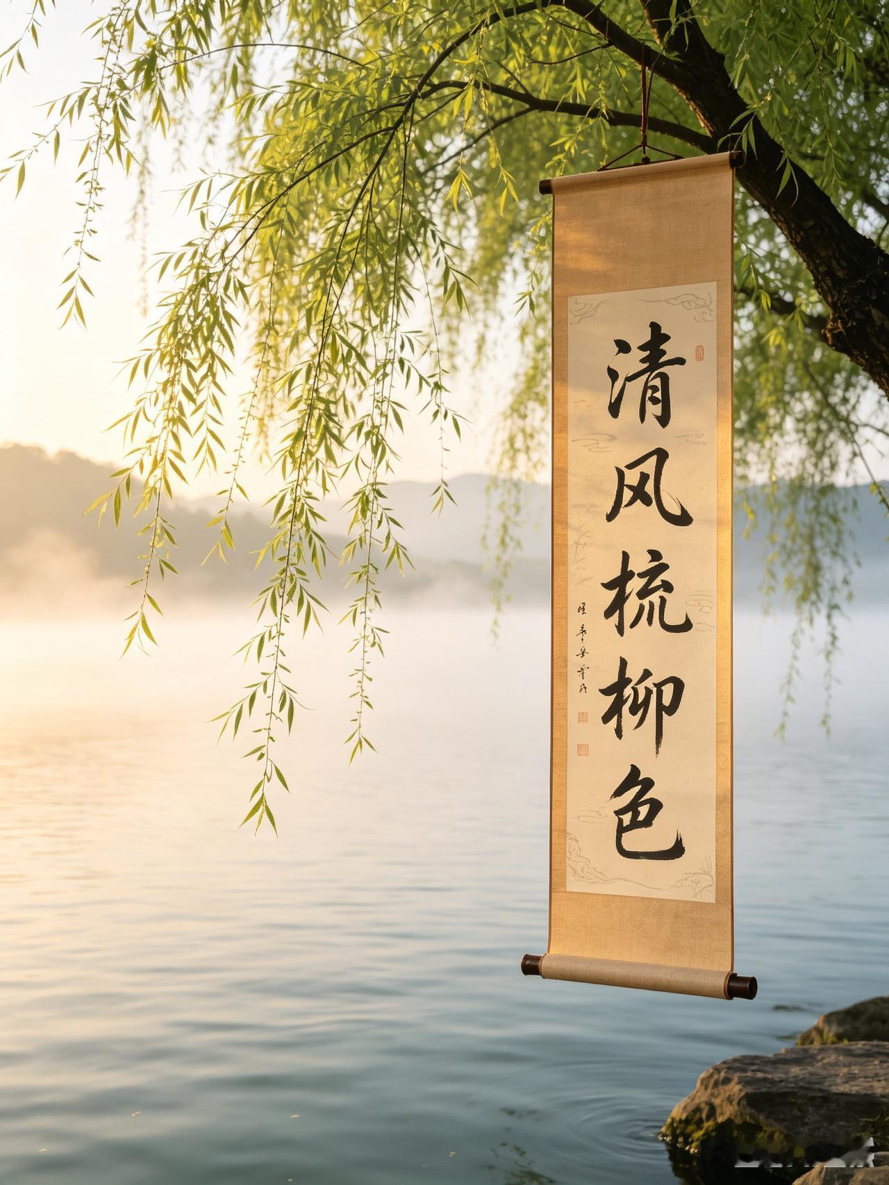 仰仗诸位深耕楹坛，晚辈珍藏一句上联，诚心求教
上联：清风梳柳色
下联：？？？你请