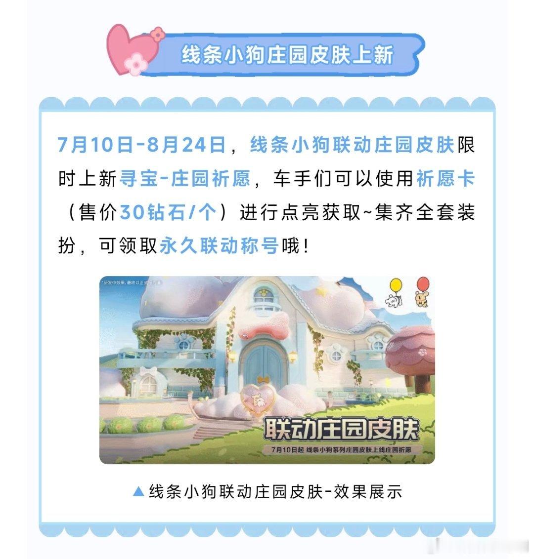 qq飞车手游 首个自带背景的庄园皮❗大家还有祈愿卡吗线条小狗这期的太萌了！而且这