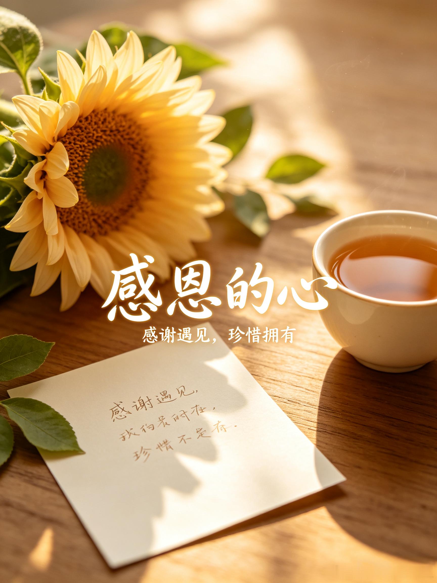 端起清晨的第一杯茶水，你要感恩这个世界给你带来无比美好。感恩身边的人和事，让自己