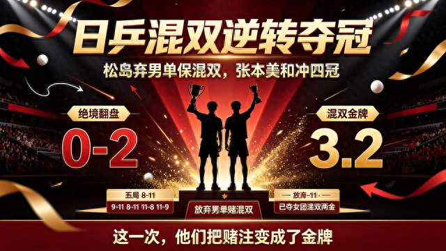 松岛辉空/张本美和3-2逆转国乒组合，弃男单保混双赌赢了