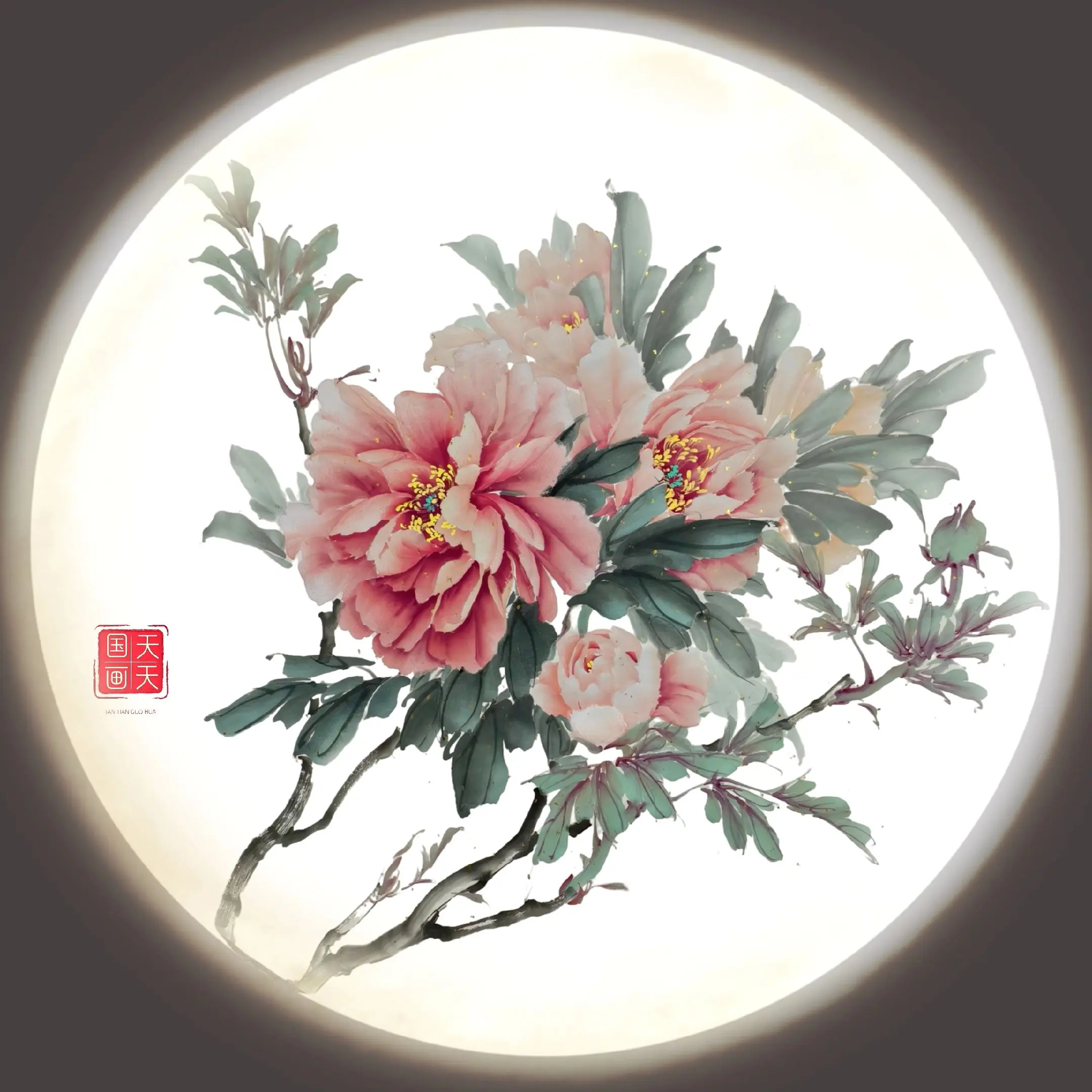 天天国画小写意牡丹。