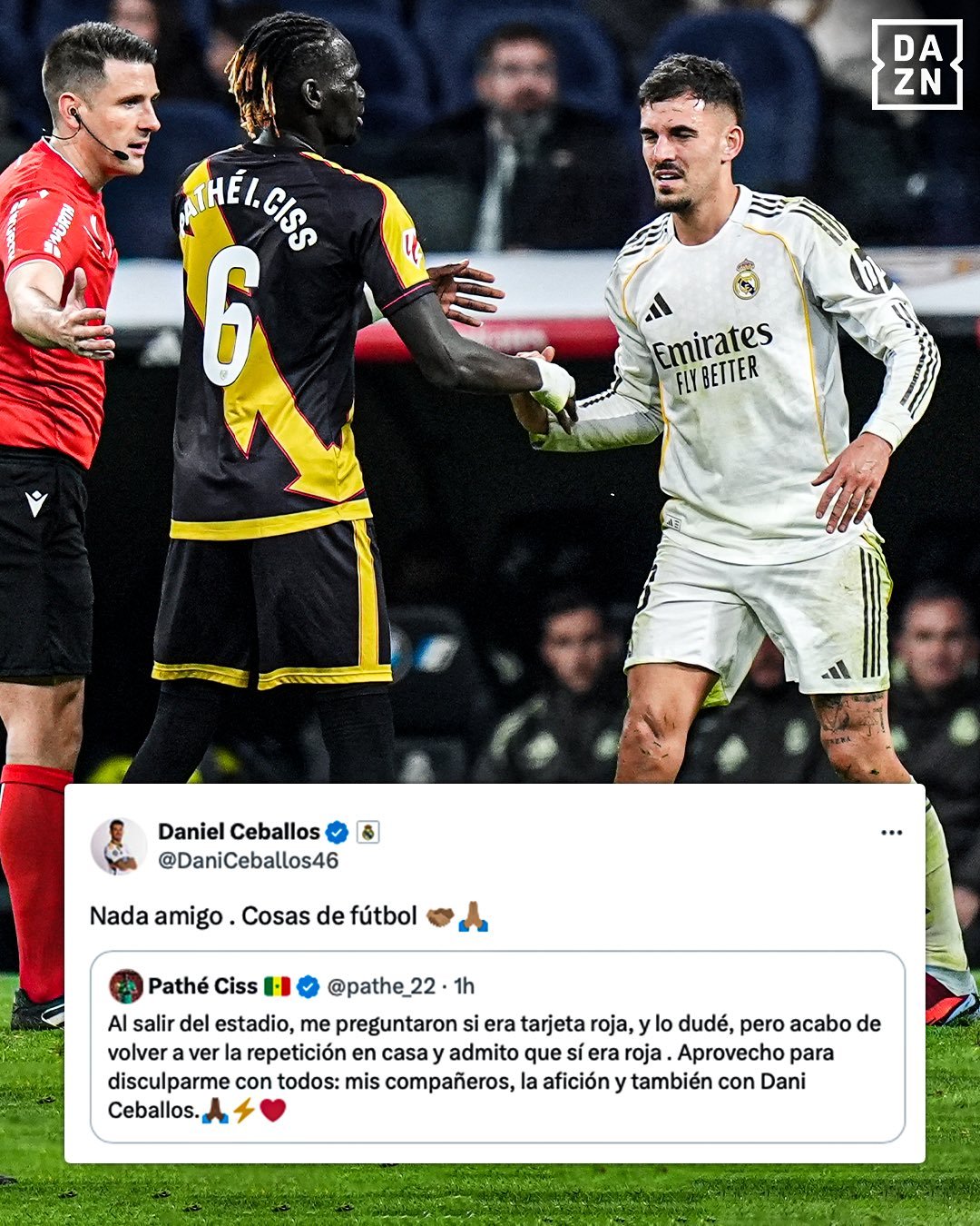 帕特·西斯赛后发文：“离开球场时，有人问我那是不是一张红牌，我犹豫了一下，但回家