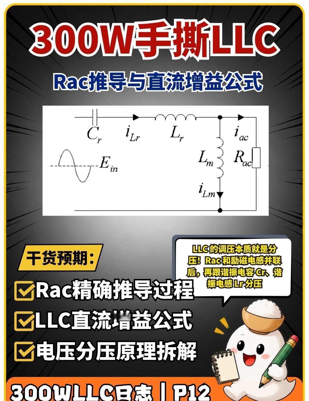 300W LLC谐振电源：FHA模型与增益公式
[一] 交流等效电阻 Rac的推