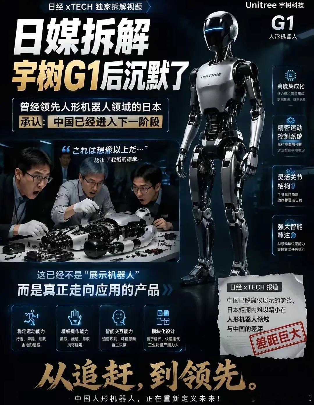 日本拆解宇树机器人，到底说了什么？近年来，中国人形机器人快速推向市场而宇树H1也