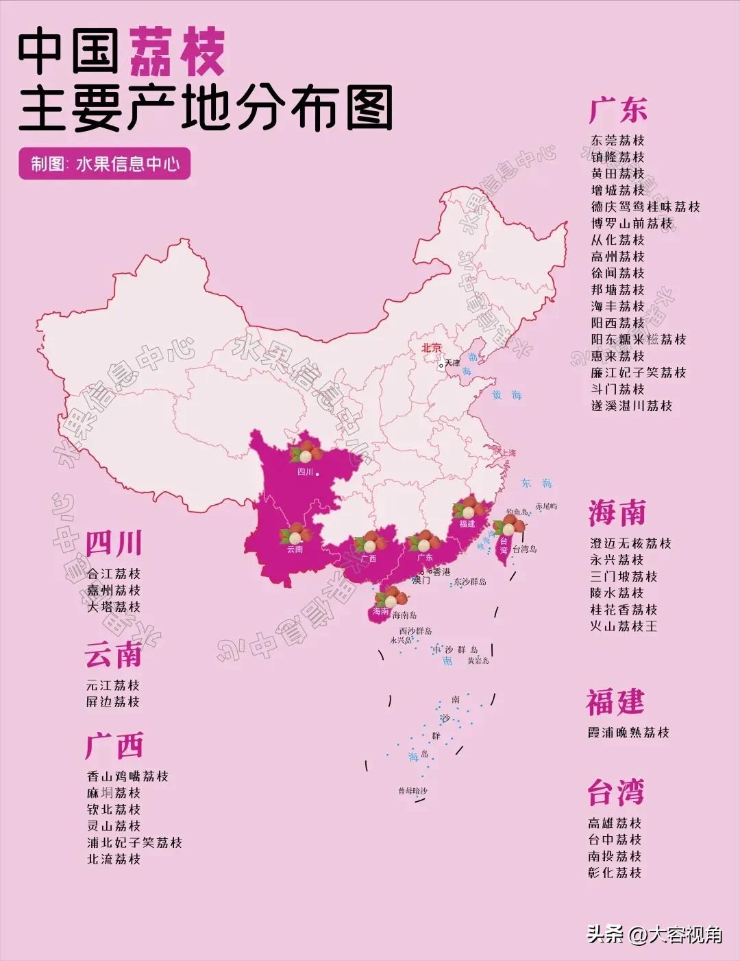 中国荔枝主要产地分布图，带你领略甜蜜之旅！🍒🌍