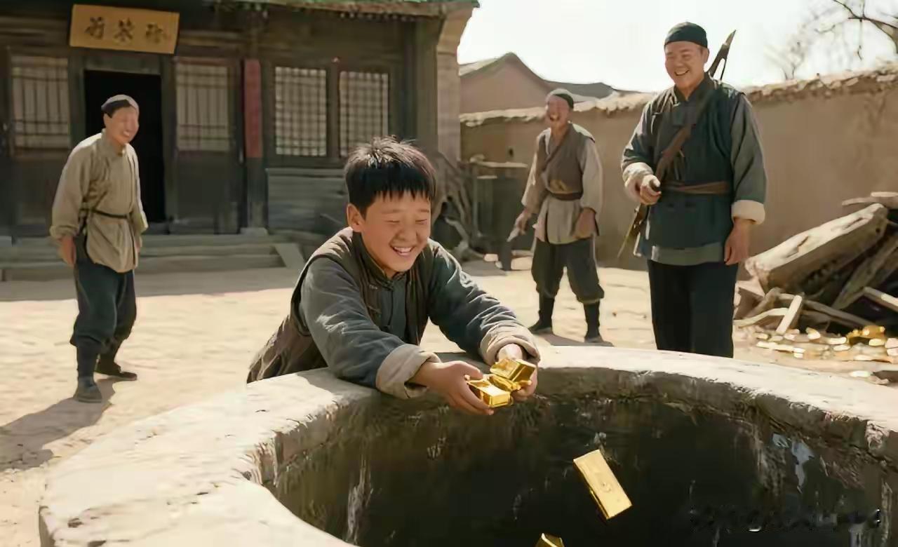 地主家傻儿子每天往井里扔金条，长工们笑他败家，土匪进村那天把家抄空了，傻儿子指着
