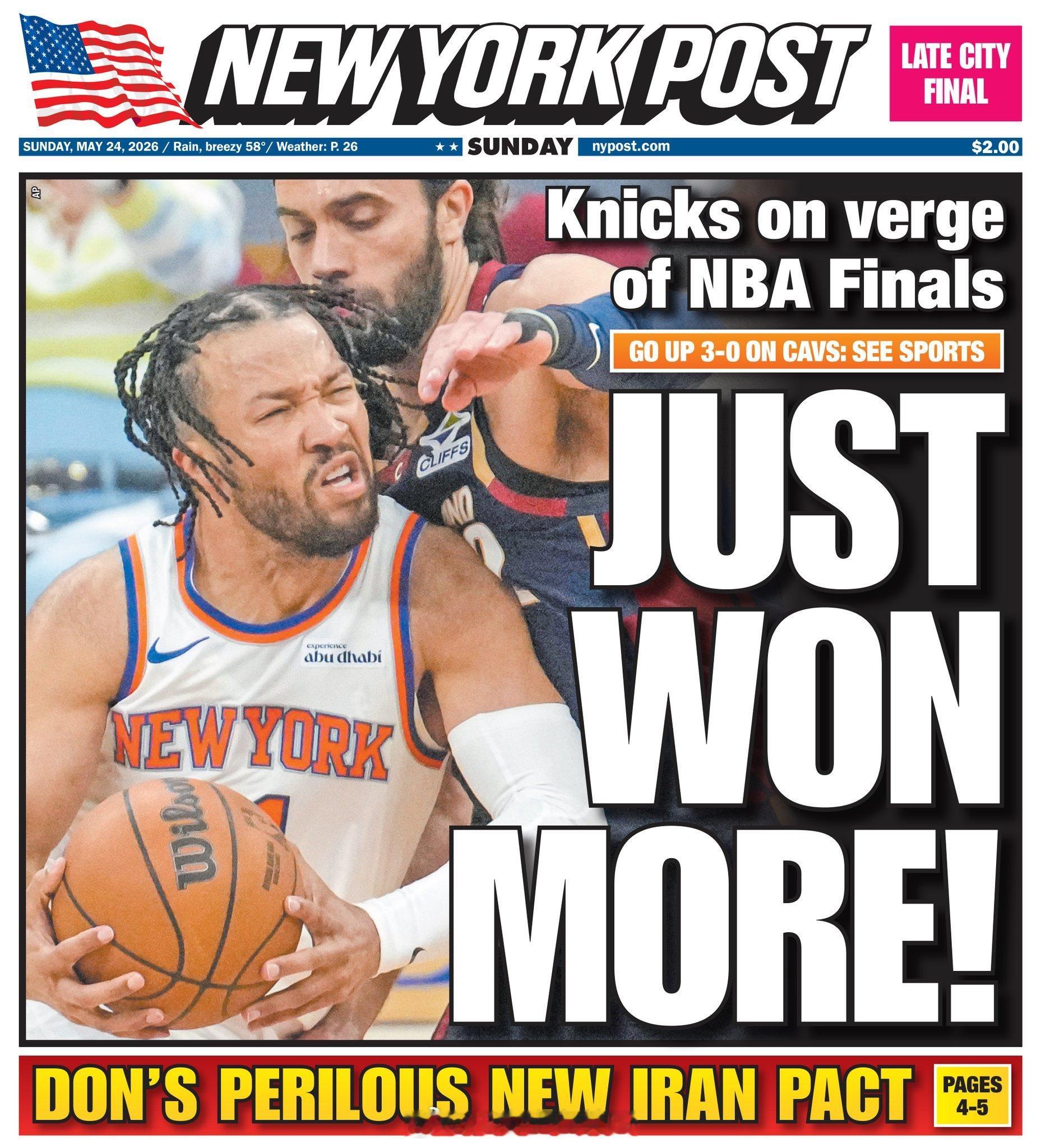 媒体界王建国：<纽约邮报>。nba季后赛热点现场骑士vs尼克斯谐音梗