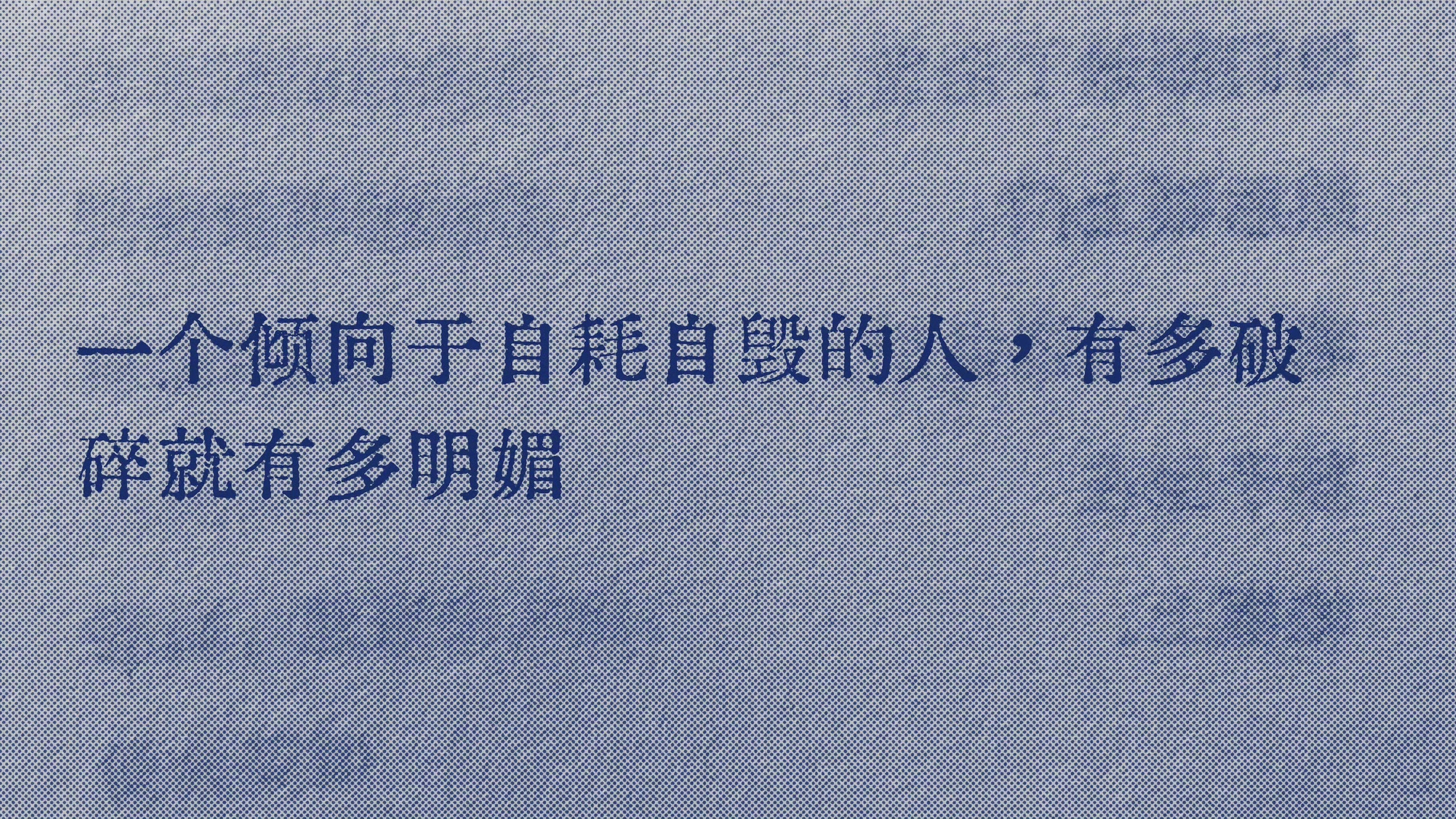 “一个倾向于自耗自损的人，有多破碎就有多明媚。” 