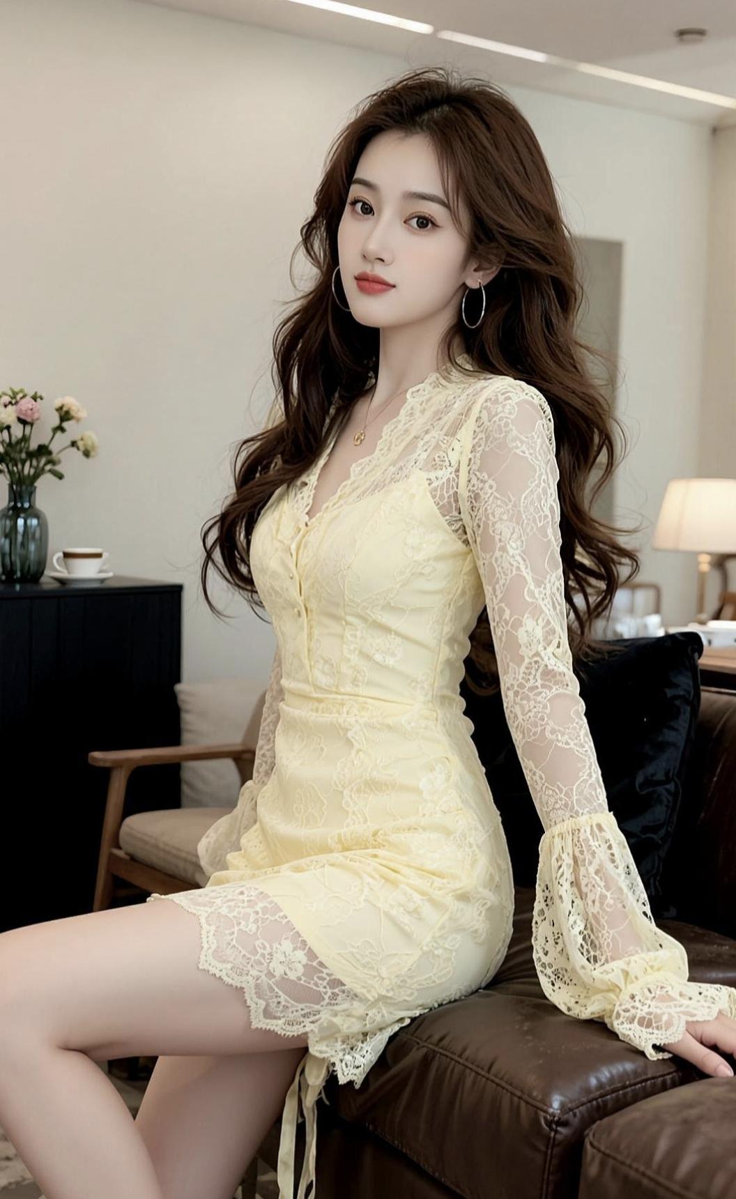 蕾丝 性感大长腿 气质仙女裙穿搭 优雅气质 好身材好气质
