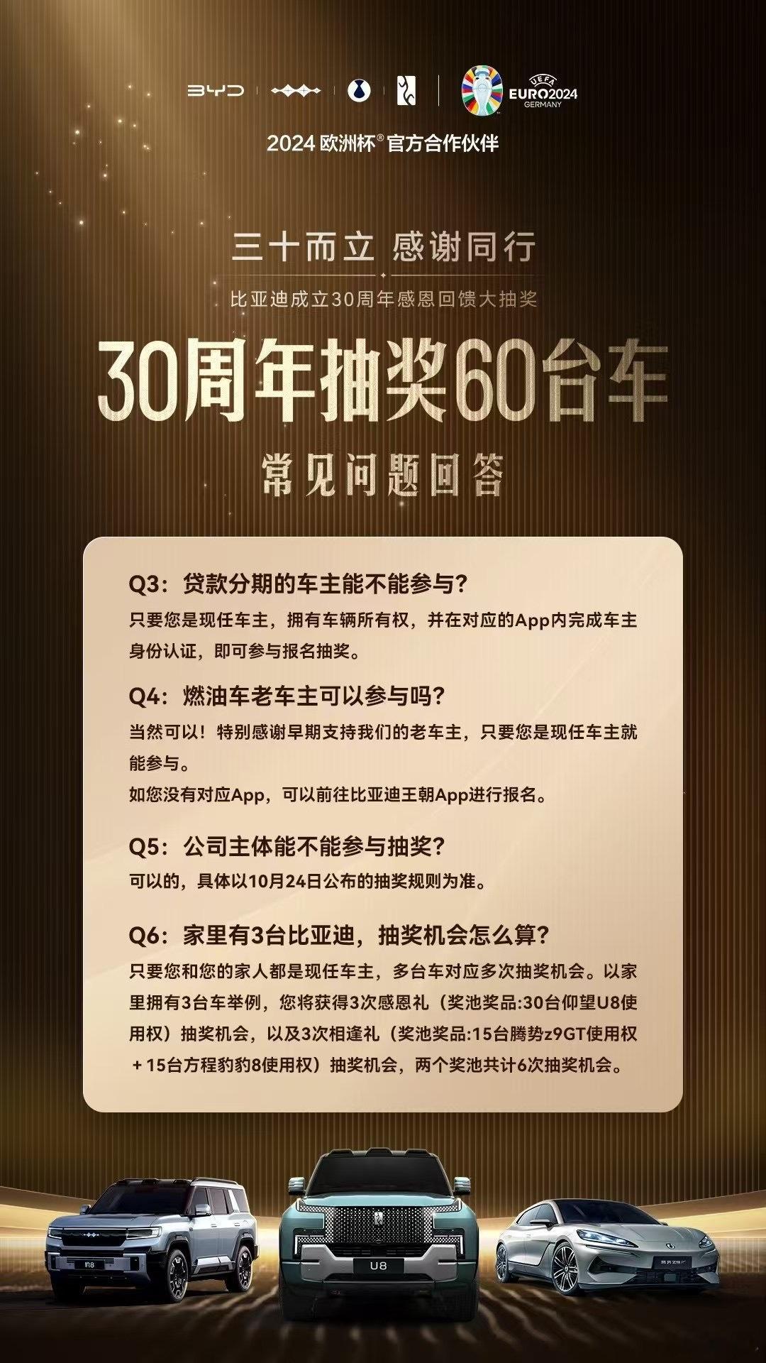 #比亚迪30周年抽30辆仰望送车主# “怎么抽？能抽多少次？我能抽吗？”比亚迪成