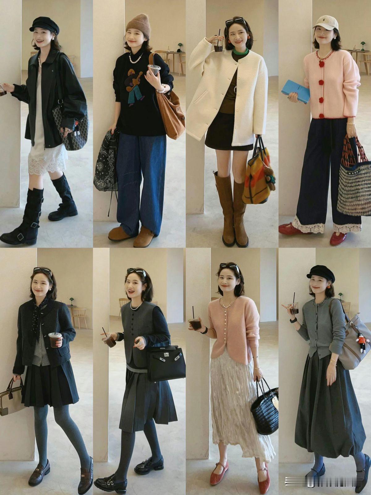 时尚穿搭指南：九套秋冬搭配，温暖又时髦！氛围感毛衣穿搭分享 毛呢毛衣半裙套装多种