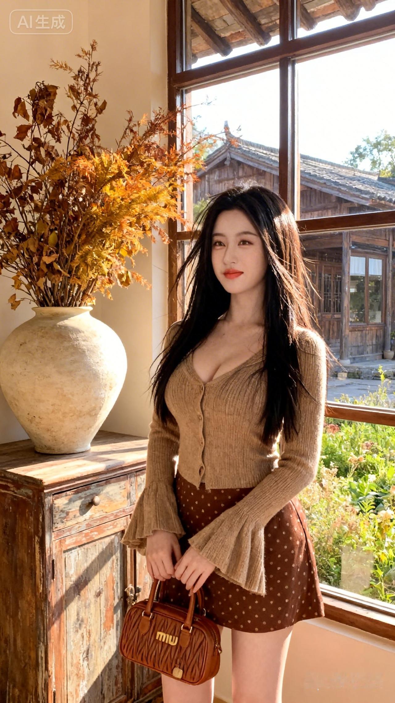 秋日暖阳下的优雅穿搭，复古与现代的完美结合