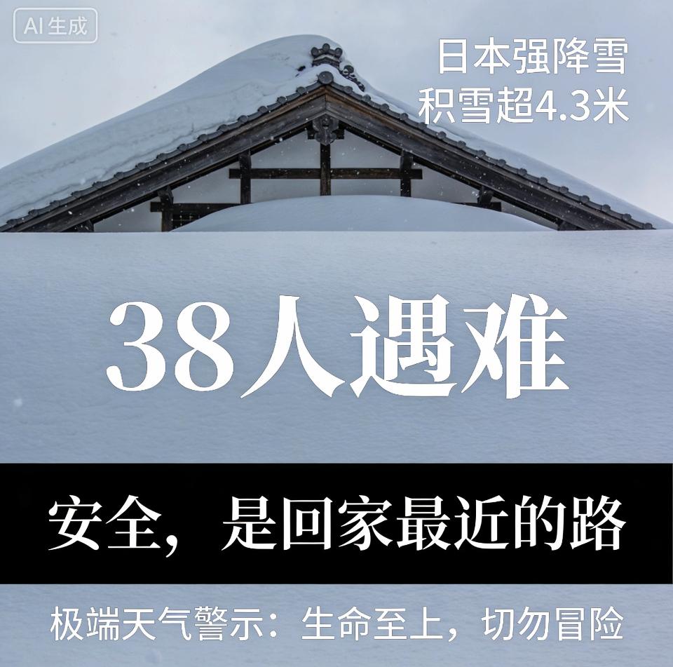 日本强降雪致38人遇难，安全回家最重要！在这场突如其来的强降雪灾难中，日本多地都