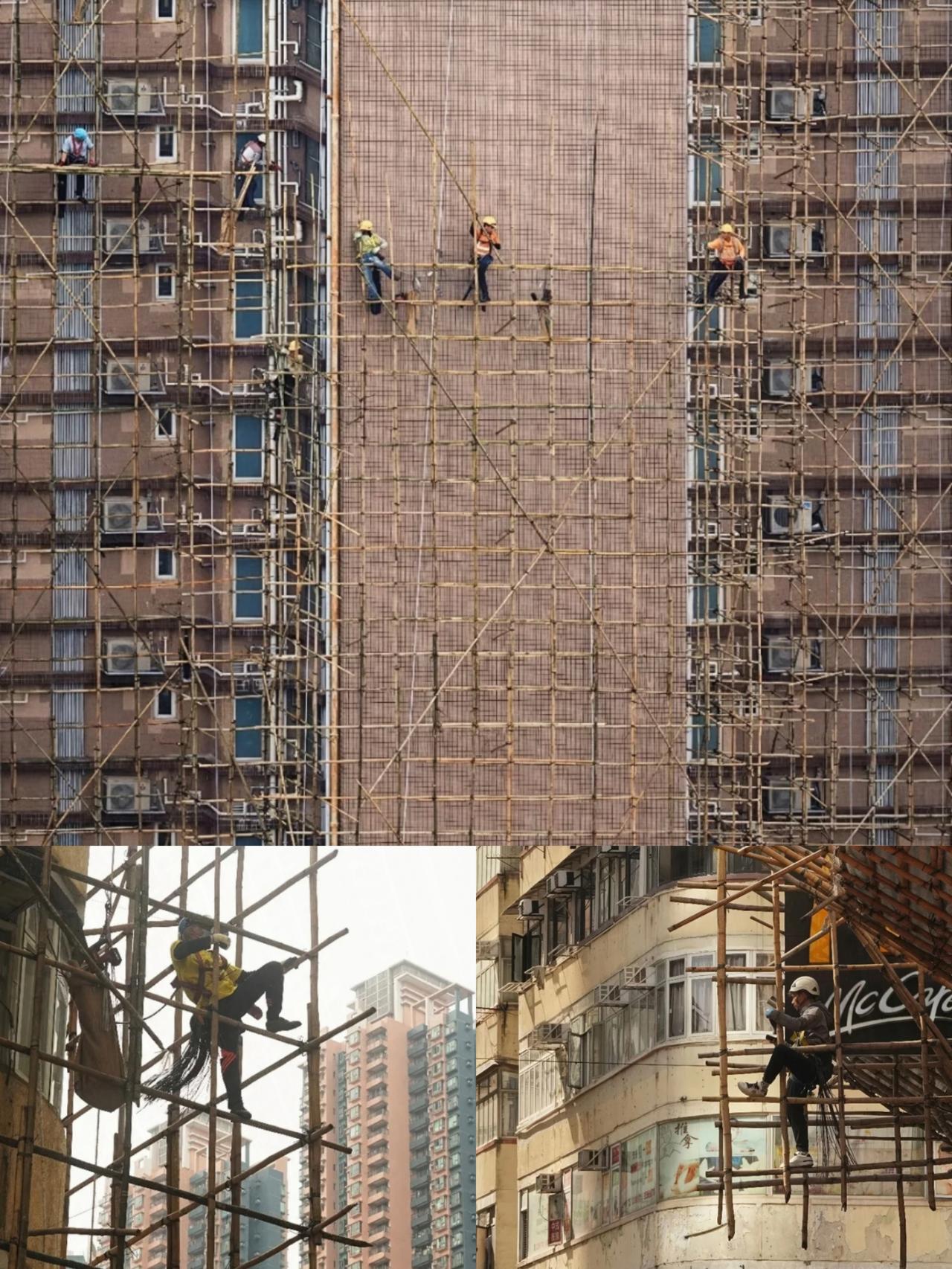 要不是香港这场大火，
谁能想到竹棚协会背后藏着这么多门道。
竹棚工人日薪2000