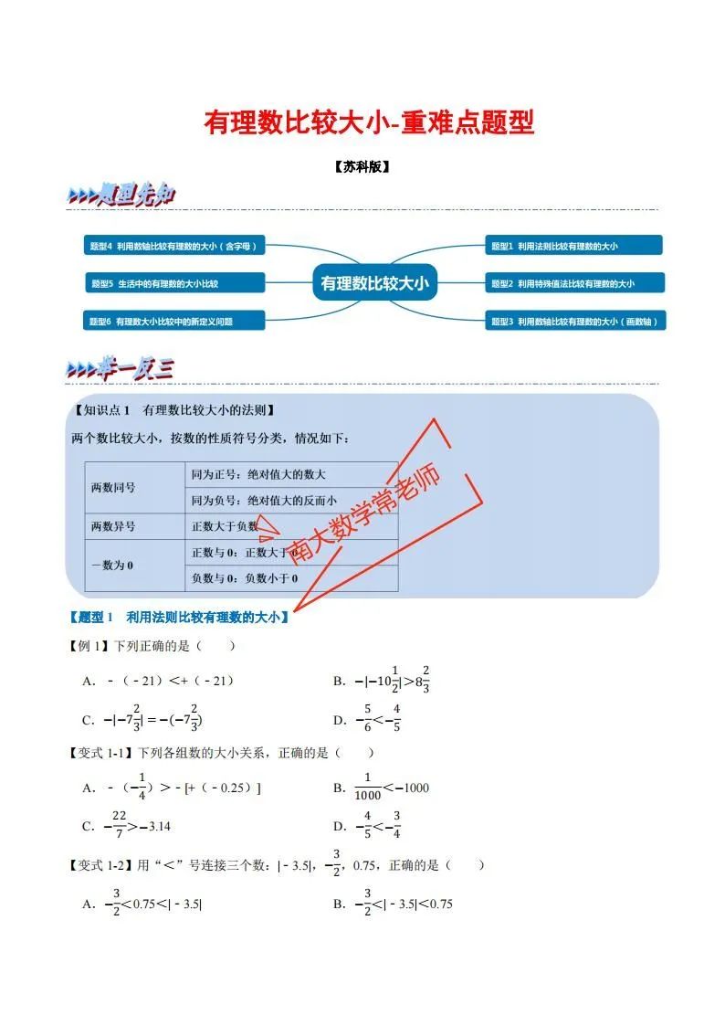 有理数比较大小—重难点题型