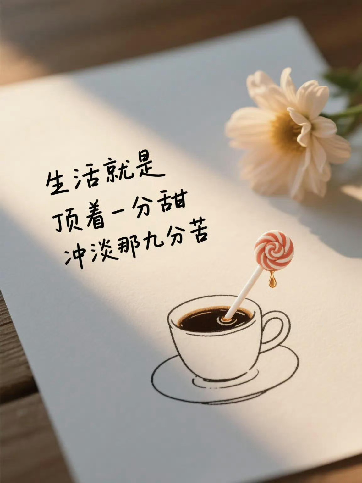 生活，顶着一分甜，冲淡那九分苦。 