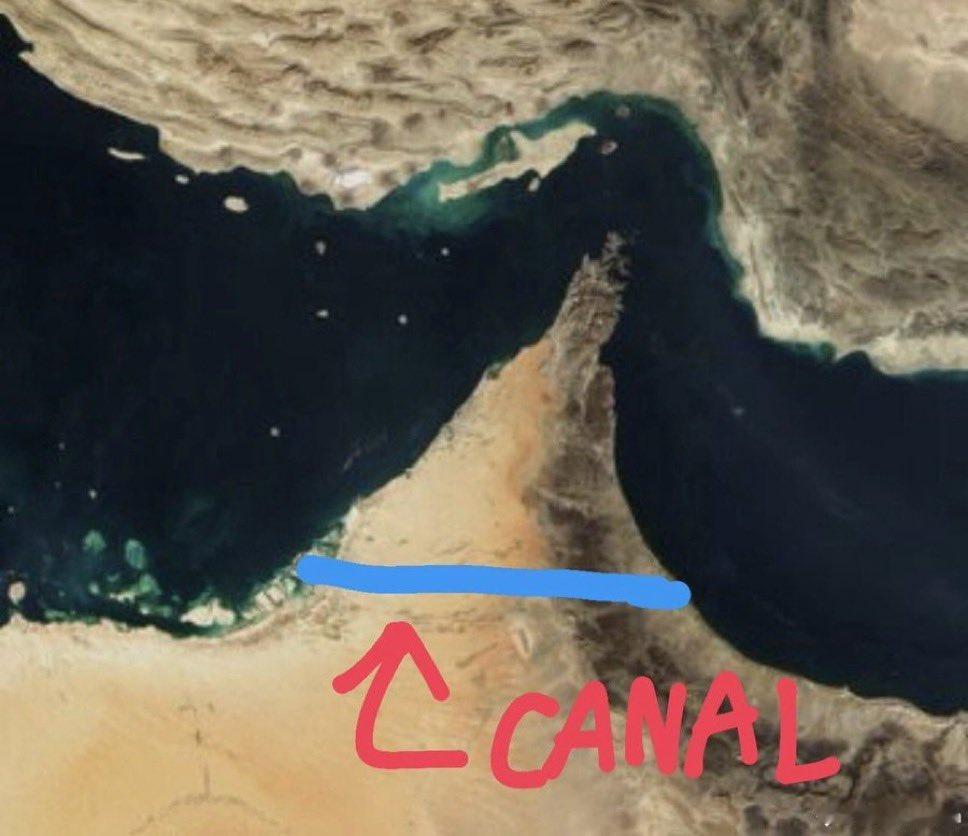 老外的脑洞是真的大，霍尔木兹海峡不让走，那能不能从中间开辟一条新航道出来？这是哪
