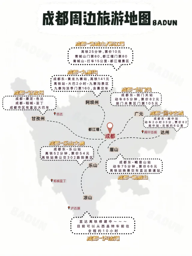 快看成都周边旅游地图