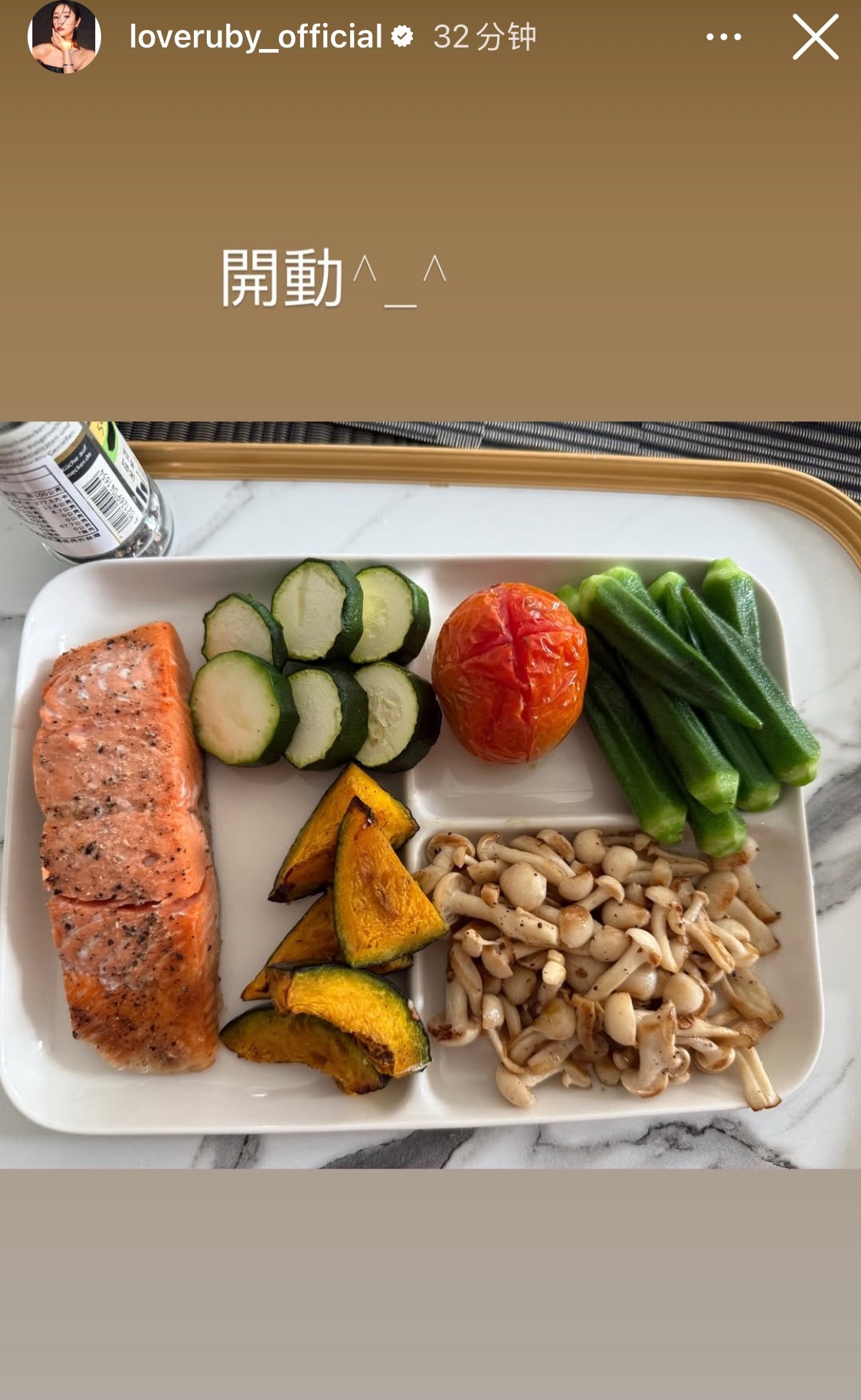 林心如更新ins分享午餐，很健康的减脂午餐 ​​​