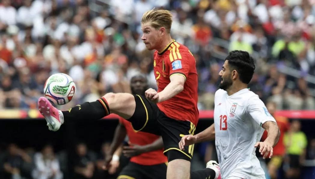2026年世界杯：十人比利时队与伊朗队0比0战平
下半场刚开始，恩戈伊便被红牌罚