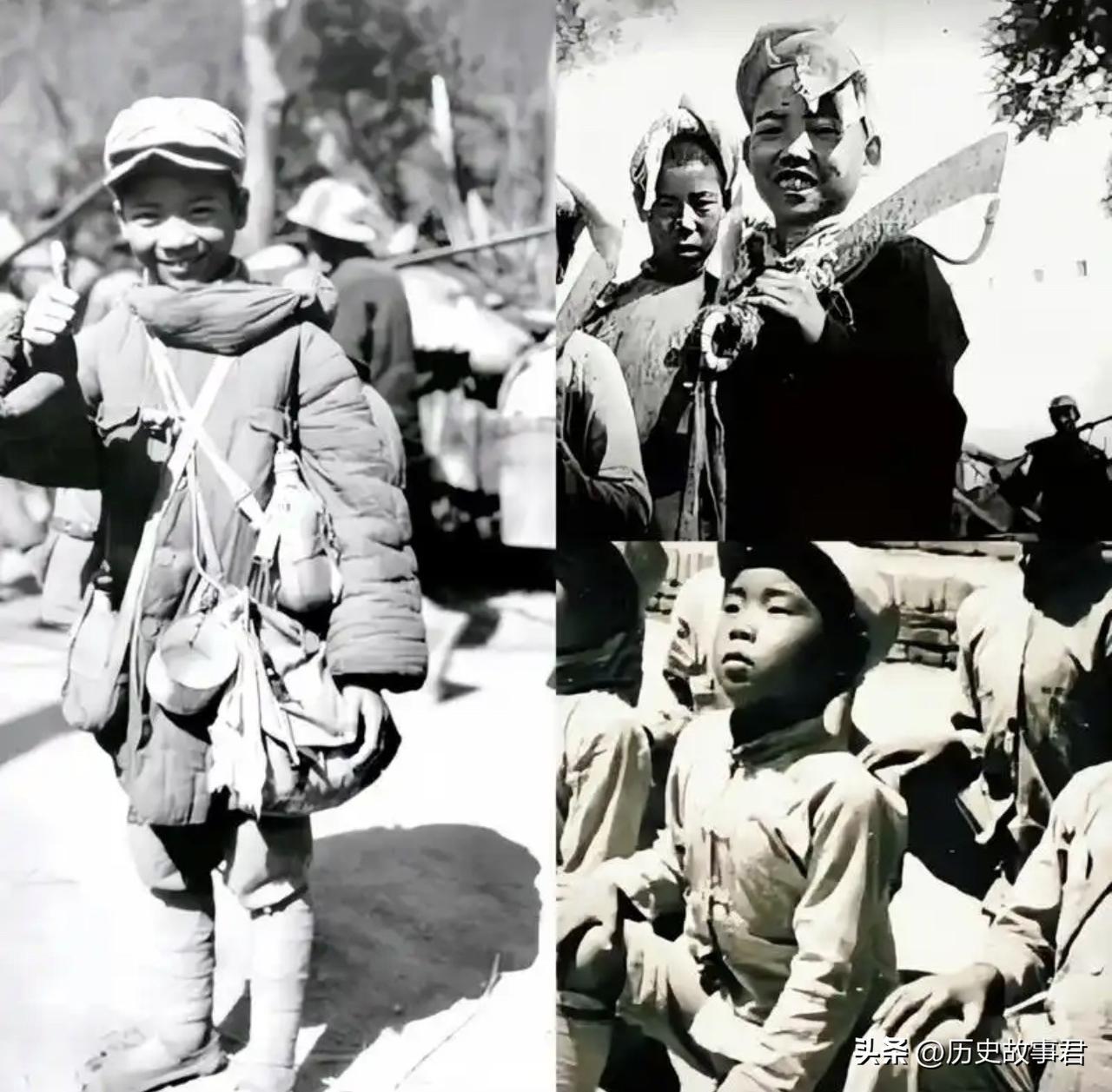 珍贵历史照片.这组照片集中展示了抗日战争时期中国“抗日儿童团”小战士的群像，从不