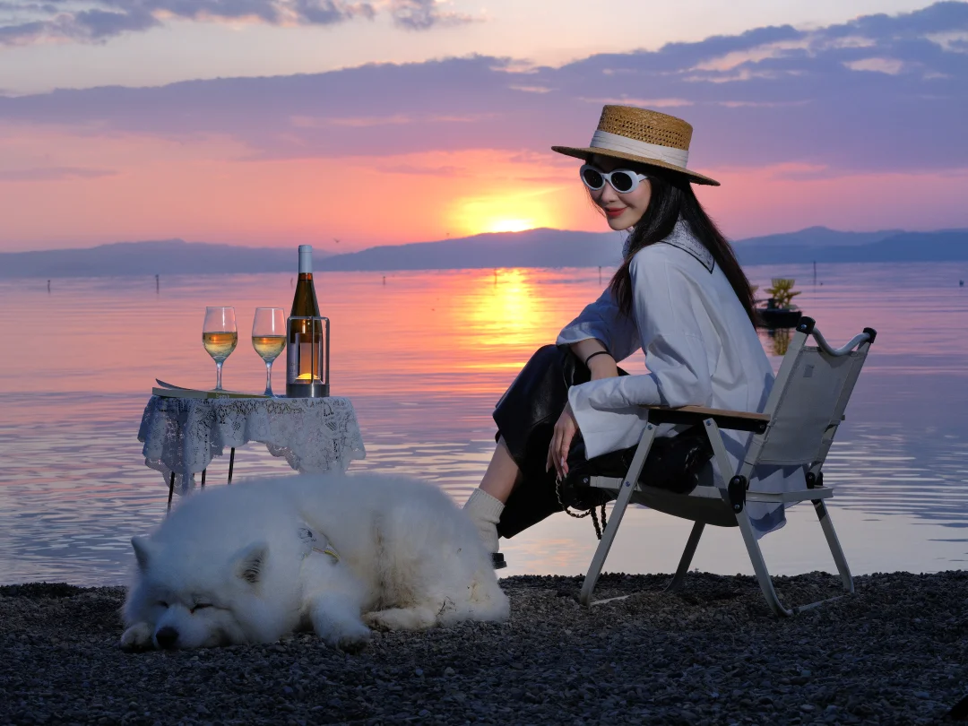 昆明捞鱼河湿地公园的日落太美了