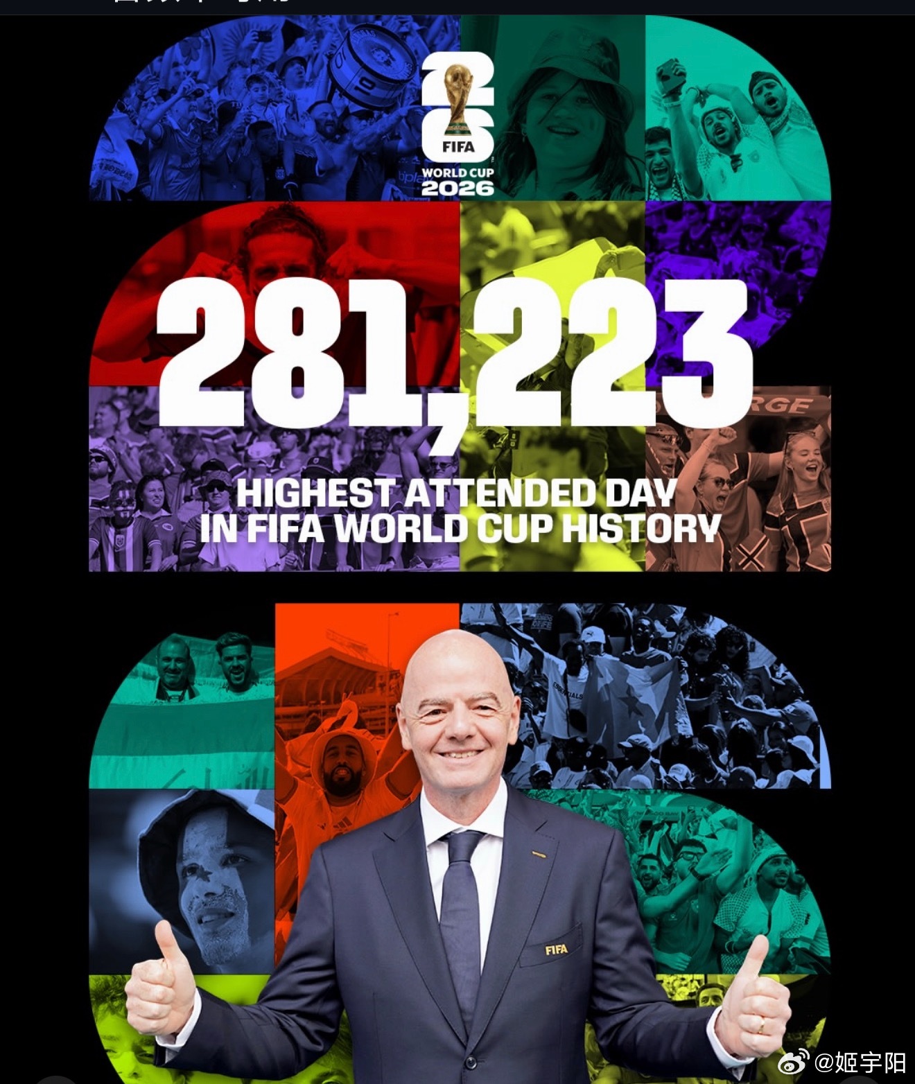 国际足联已经确认：今天的 4 场世界杯，现场观众总数超过 28 万。281223