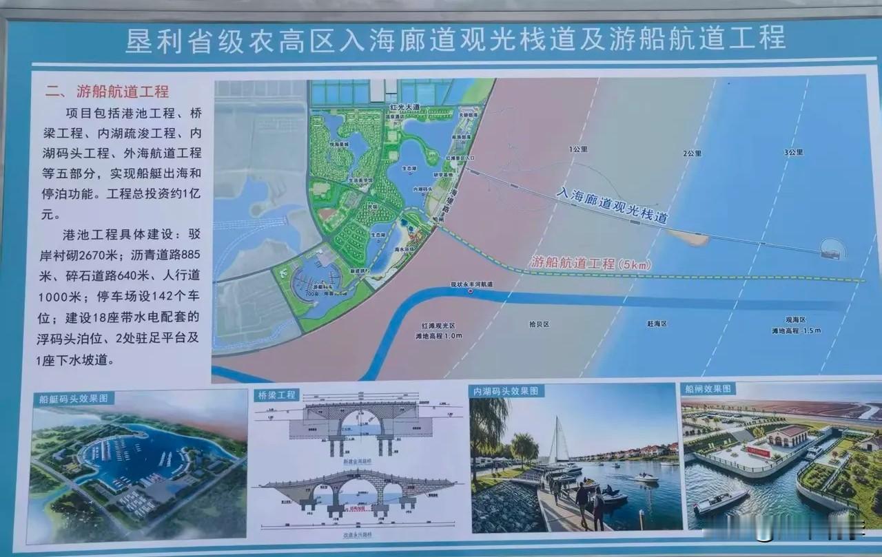 东营市民期盼的家门口看海工程:垦利农高区滨海入海廊道——游船及观光栈道工程（俗称