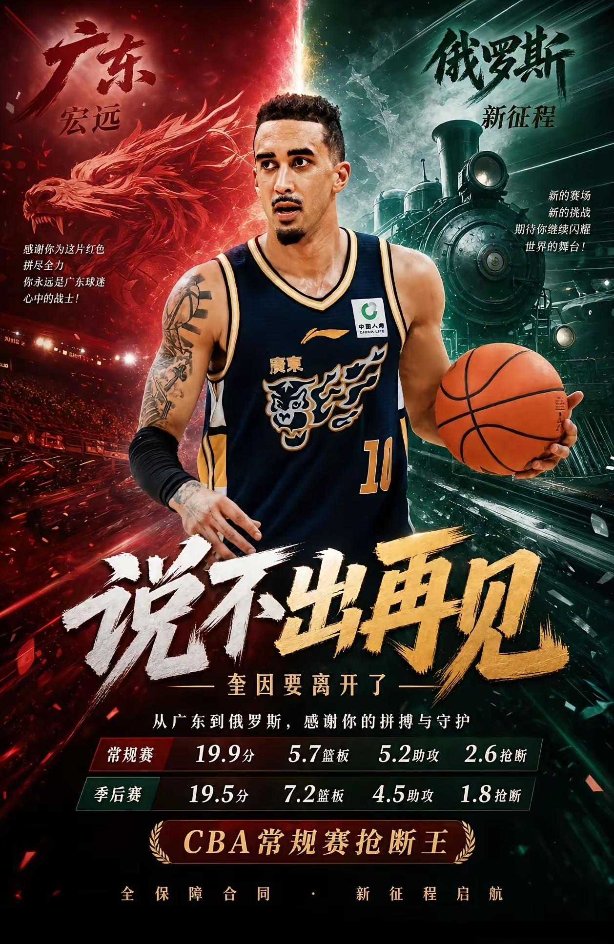 绝望！广东外援奎因有可能远走俄罗斯，上海的洛夫顿刚拿冠军就被人挖走，没想到广东队