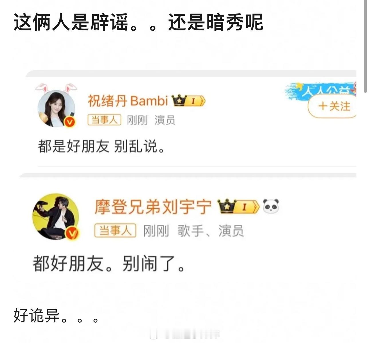 辟谣之后，磕的人更多了….刘宇宁祝绪丹否认恋情 ​​​