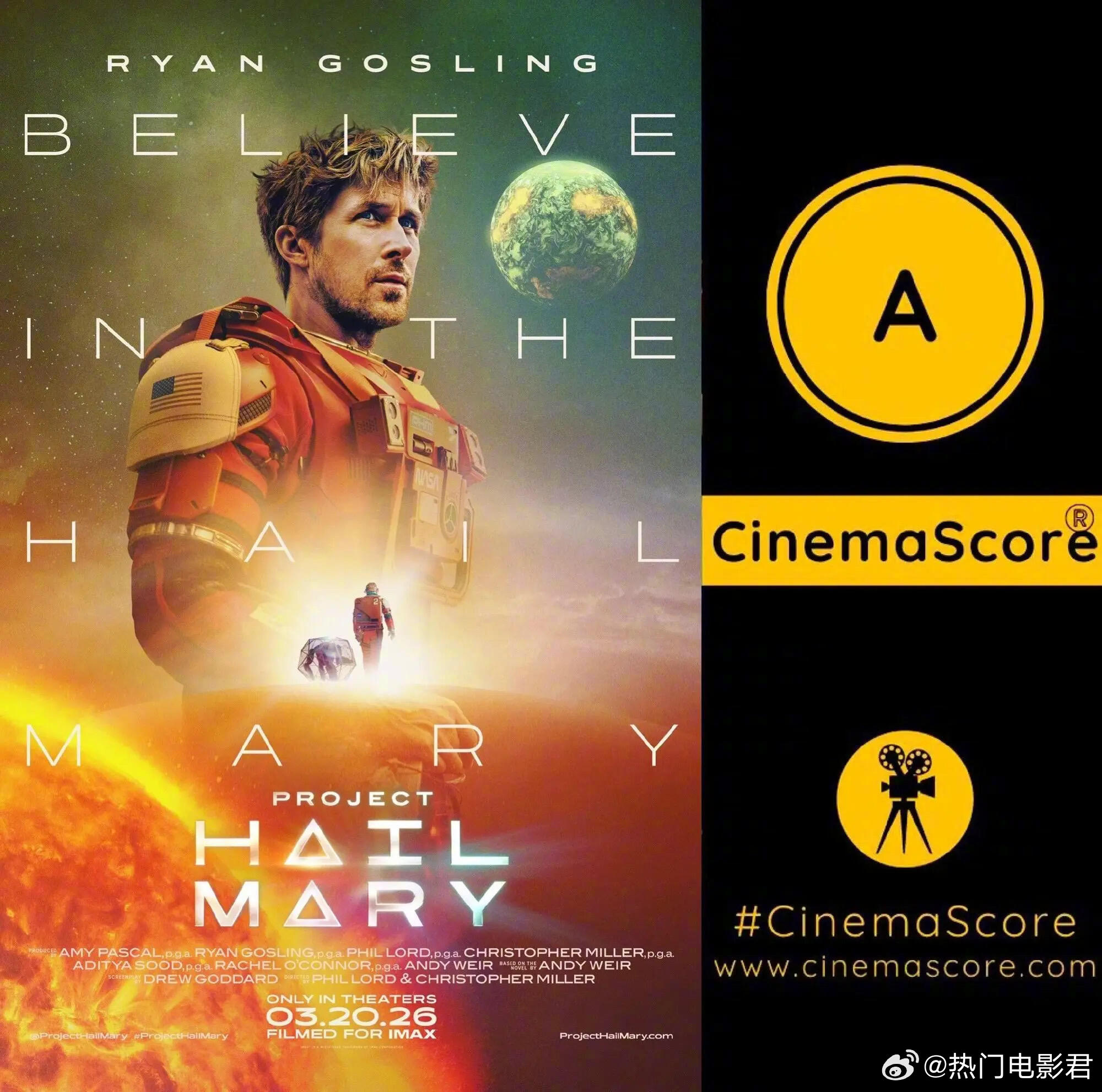 起飞！《挽救计划》北美首周末冲击8500万美元🎬瑞恩·高斯林主演的、口碑全线大