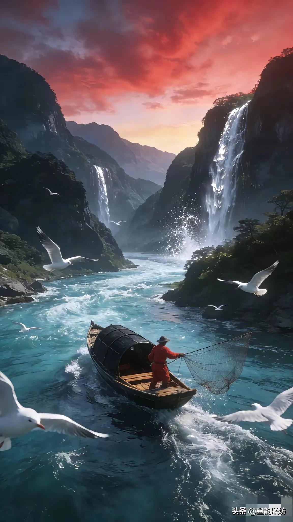 水流千里归大海，
儿走十年回家乡。
横批：《归大海与回家乡》