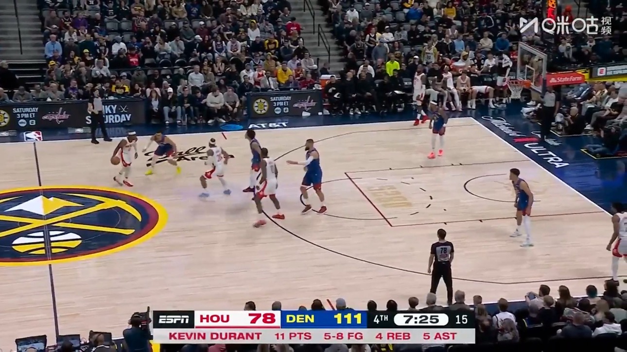 杜兰特发挥不佳，火箭大比分落后于掘金。火箭vs掘金