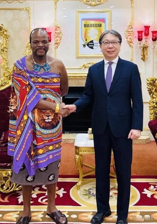 不愧是非洲唯一一个还承认台湾的“独苗”！

身上裹着床单，脚上踩着凉拖，一身“王