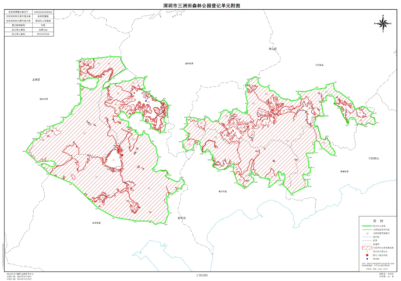 深圳市三洲田森林公园范围示意图